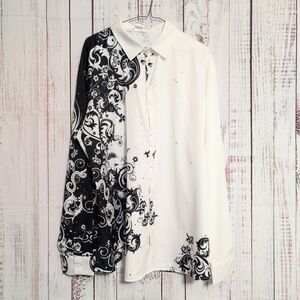 Men's Lightweight Printed Button Down Shirt sz XXL Black and White Unbranded EUC